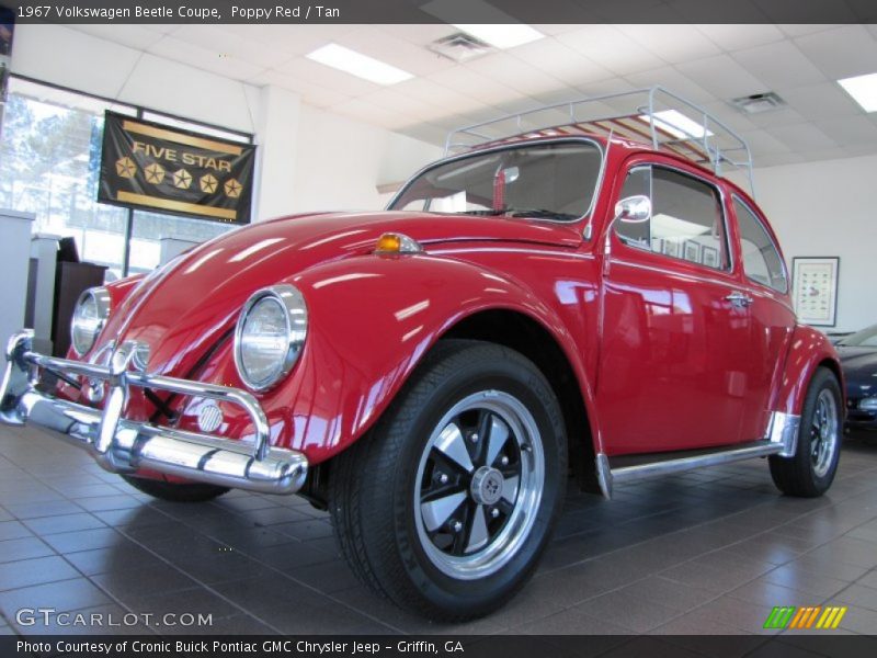 Poppy Red / Tan 1967 Volkswagen Beetle Coupe
