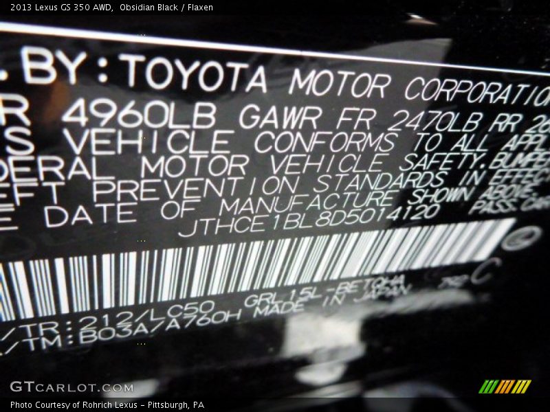 Obsidian Black / Flaxen 2013 Lexus GS 350 AWD