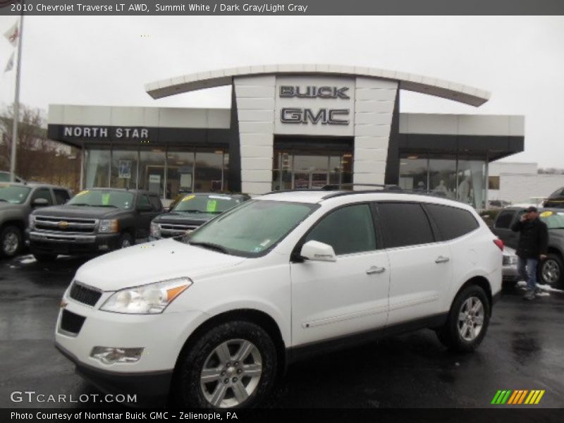 Summit White / Dark Gray/Light Gray 2010 Chevrolet Traverse LT AWD