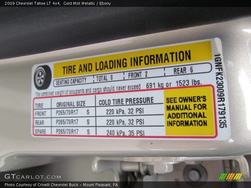 Gold Mist Metallic / Ebony 2009 Chevrolet Tahoe LT 4x4