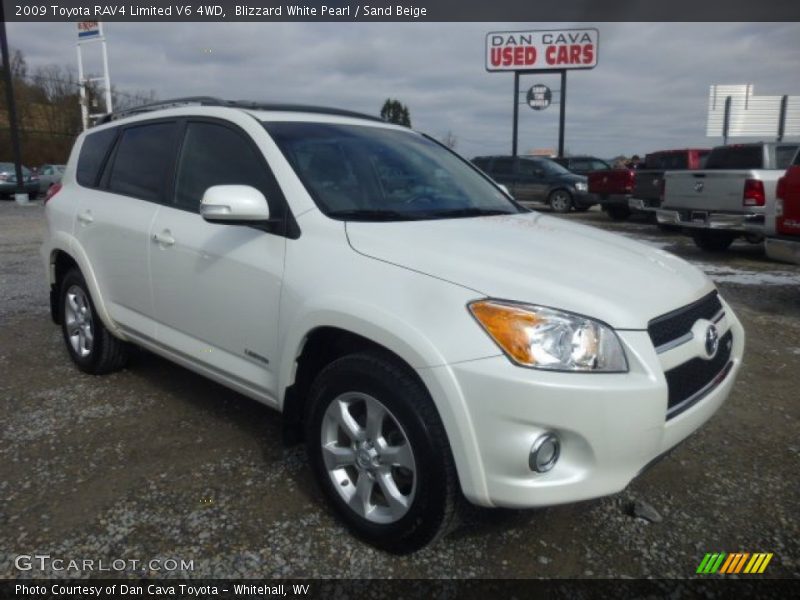 Blizzard White Pearl / Sand Beige 2009 Toyota RAV4 Limited V6 4WD