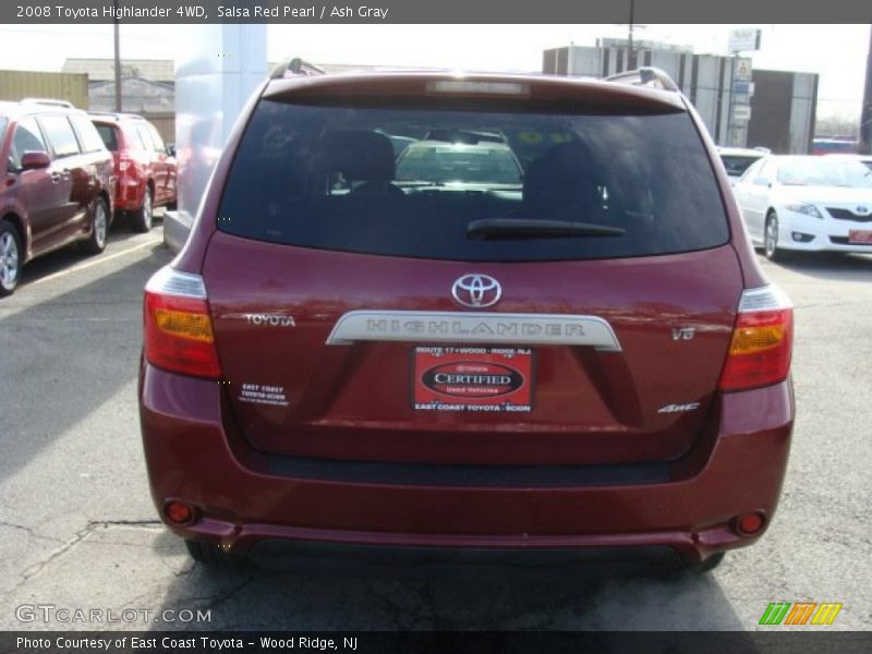 Salsa Red Pearl / Ash Gray 2008 Toyota Highlander 4WD