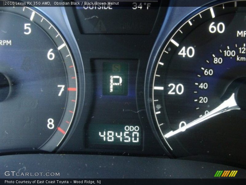 Obsidian Black / Black/Brown Walnut 2010 Lexus RX 350 AWD