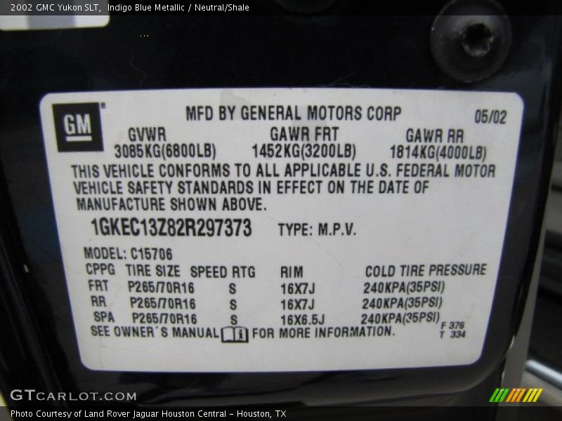 Indigo Blue Metallic / Neutral/Shale 2002 GMC Yukon SLT