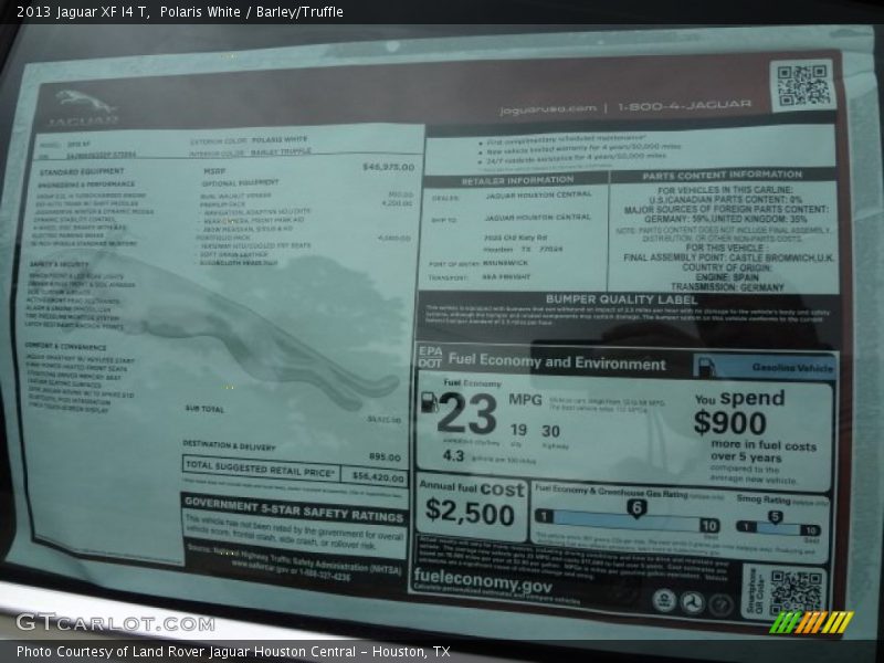  2013 XF I4 T Window Sticker