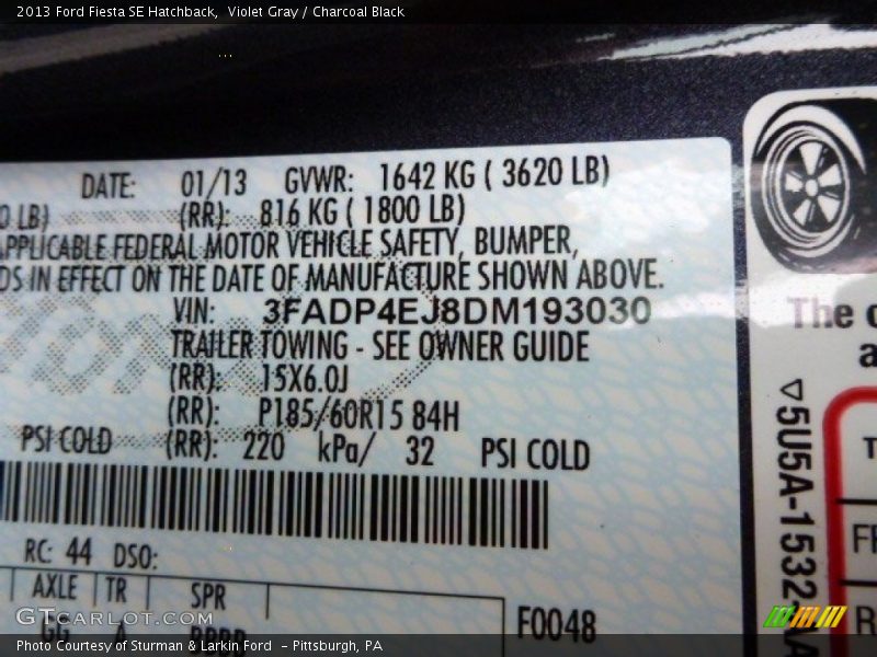 Violet Gray / Charcoal Black 2013 Ford Fiesta SE Hatchback