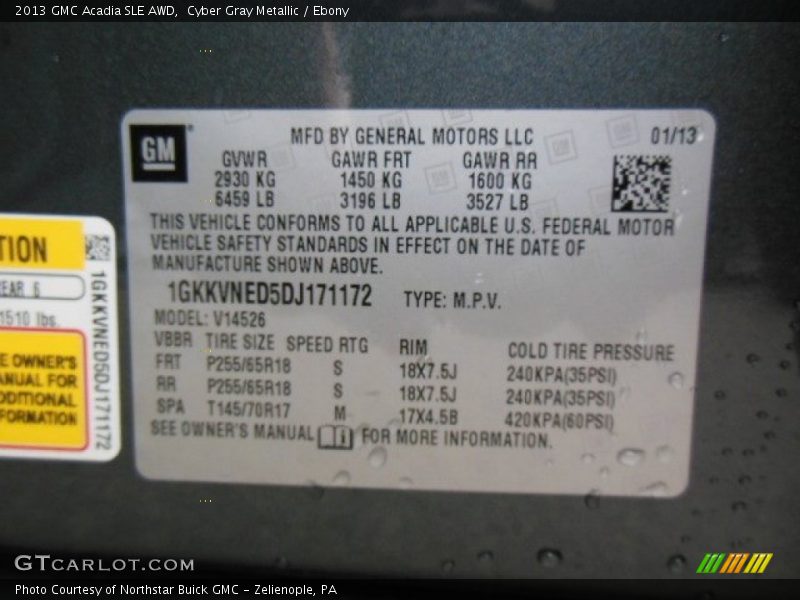 Cyber Gray Metallic / Ebony 2013 GMC Acadia SLE AWD