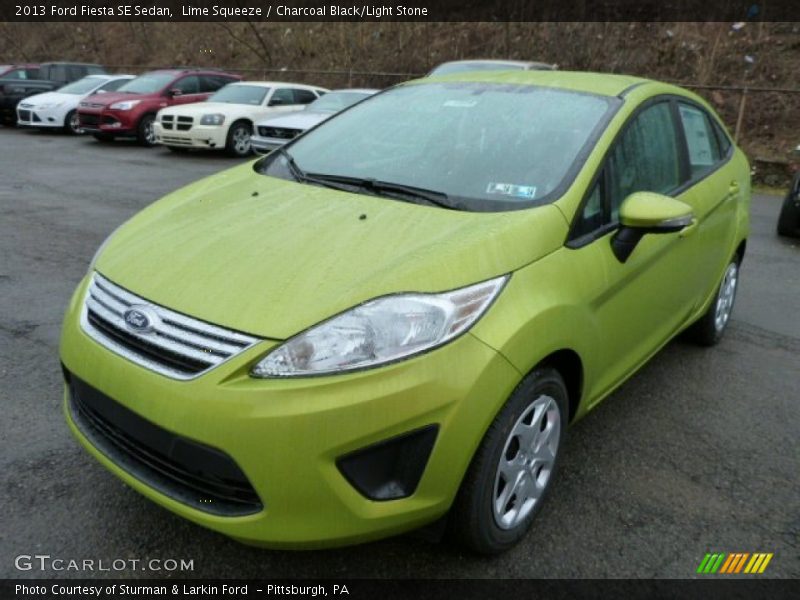 Lime Squeeze / Charcoal Black/Light Stone 2013 Ford Fiesta SE Sedan