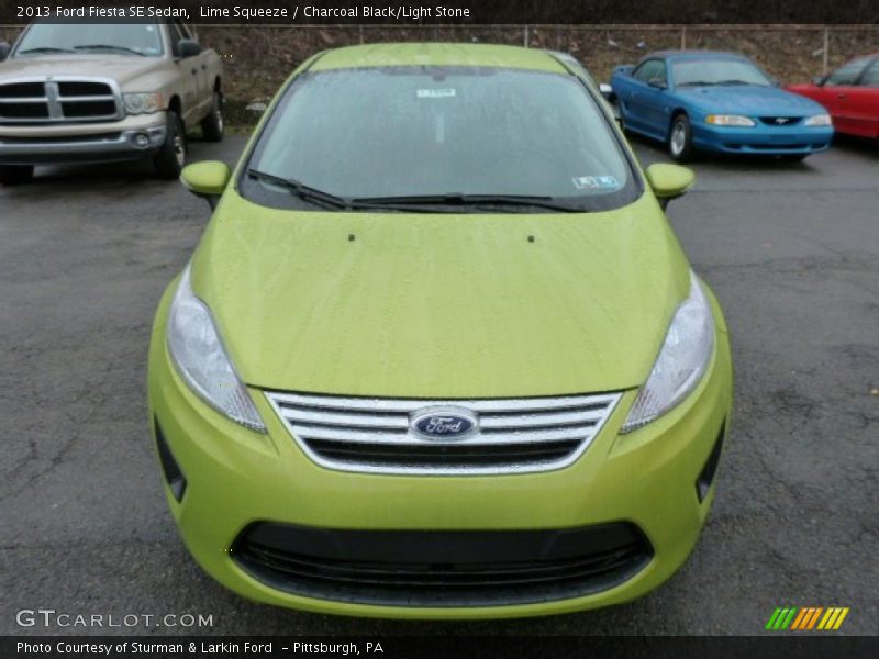 Lime Squeeze / Charcoal Black/Light Stone 2013 Ford Fiesta SE Sedan