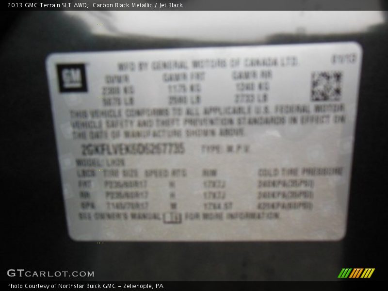 Carbon Black Metallic / Jet Black 2013 GMC Terrain SLT AWD
