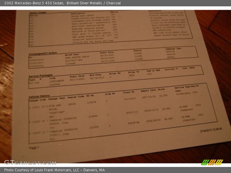 Brilliant Silver Metallic / Charcoal 2002 Mercedes-Benz S 430 Sedan