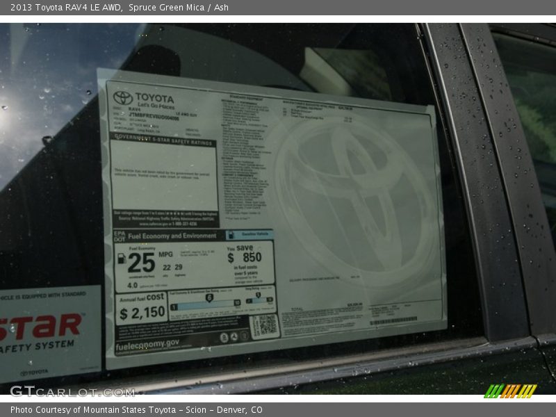 Spruce Green Mica / Ash 2013 Toyota RAV4 LE AWD