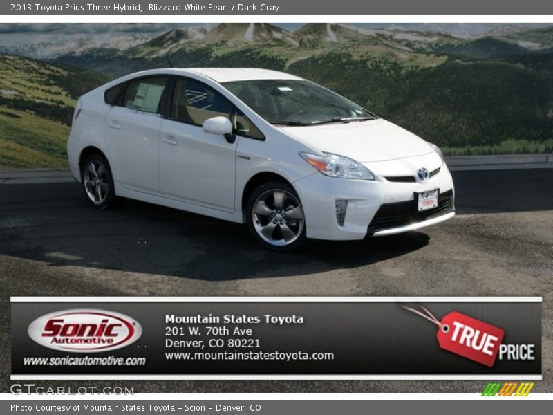 Blizzard White Pearl / Dark Gray 2013 Toyota Prius Three Hybrid
