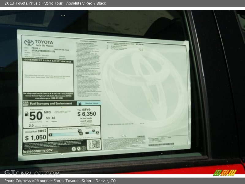 Absolutely Red / Black 2013 Toyota Prius c Hybrid Four