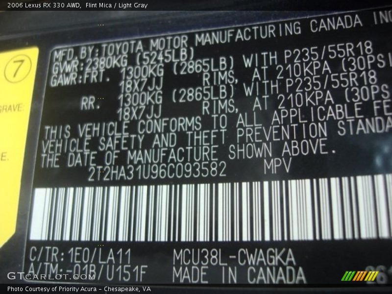 Flint Mica / Light Gray 2006 Lexus RX 330 AWD