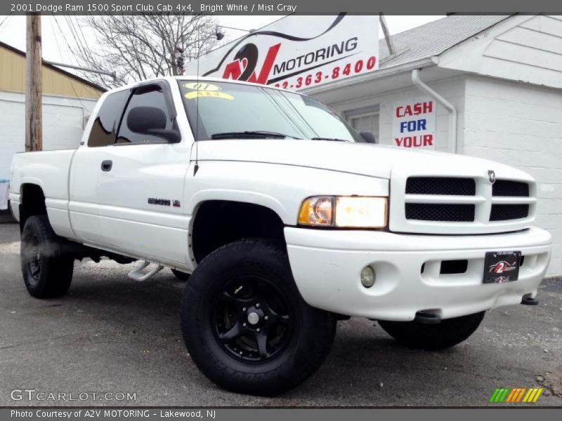 Bright White / Mist Gray 2001 Dodge Ram 1500 Sport Club Cab 4x4