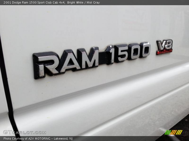 Bright White / Mist Gray 2001 Dodge Ram 1500 Sport Club Cab 4x4