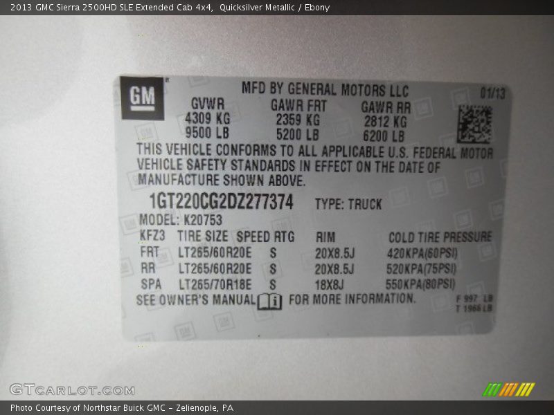 Quicksilver Metallic / Ebony 2013 GMC Sierra 2500HD SLE Extended Cab 4x4