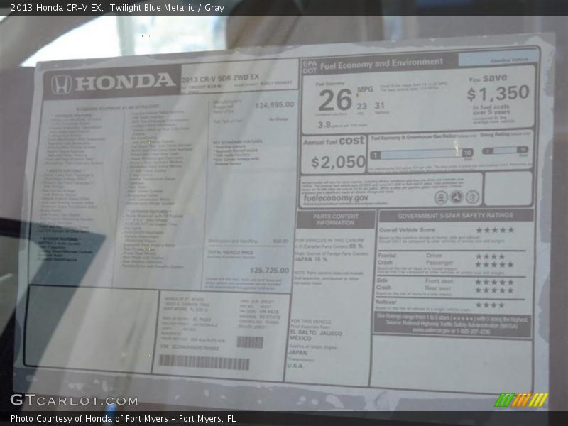 Twilight Blue Metallic / Gray 2013 Honda CR-V EX