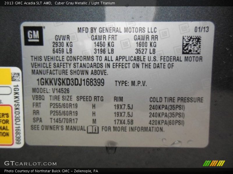 Cyber Gray Metallic / Light Titanium 2013 GMC Acadia SLT AWD