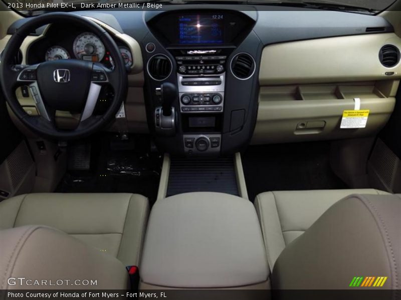 Dark Amber Metallic / Beige 2013 Honda Pilot EX-L