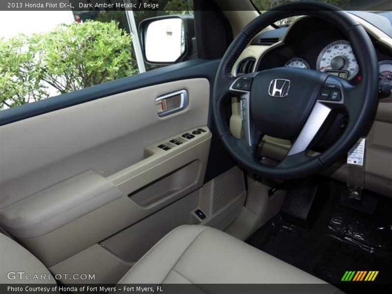 Dark Amber Metallic / Beige 2013 Honda Pilot EX-L