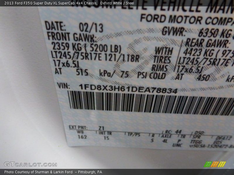 Oxford White / Steel 2013 Ford F350 Super Duty XL SuperCab 4x4 Chassis