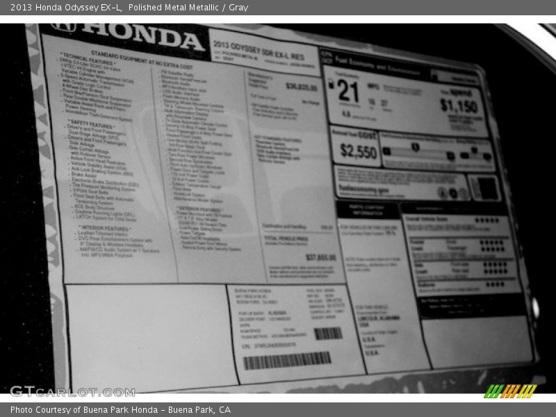 Polished Metal Metallic / Gray 2013 Honda Odyssey EX-L