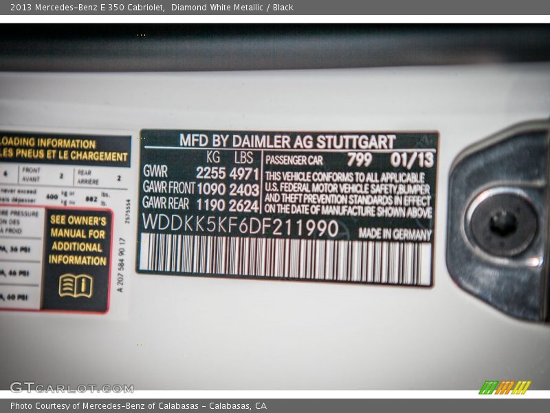 Diamond White Metallic / Black 2013 Mercedes-Benz E 350 Cabriolet