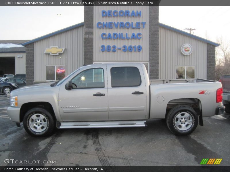 Silver Birch Metallic / Ebony Black 2007 Chevrolet Silverado 1500 LT Z71 Crew Cab 4x4