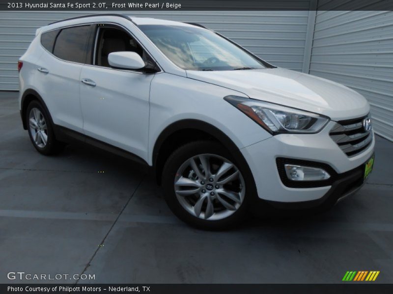 Frost White Pearl / Beige 2013 Hyundai Santa Fe Sport 2.0T