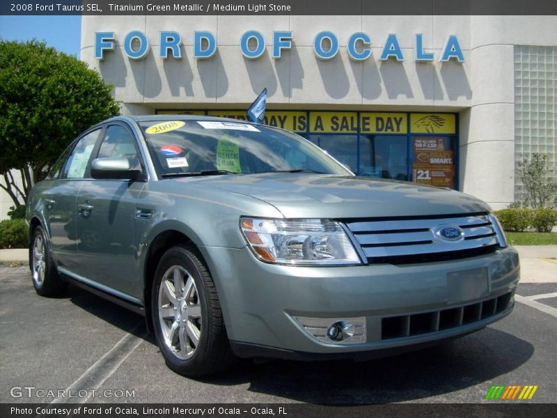 Titanium Green Metallic / Medium Light Stone 2008 Ford Taurus SEL
