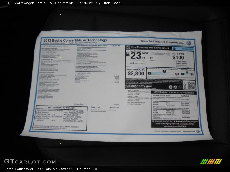 Candy White / Titan Black 2013 Volkswagen Beetle 2.5L Convertible