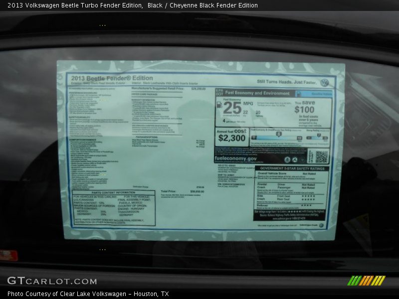  2013 Beetle Turbo Fender Edition Window Sticker