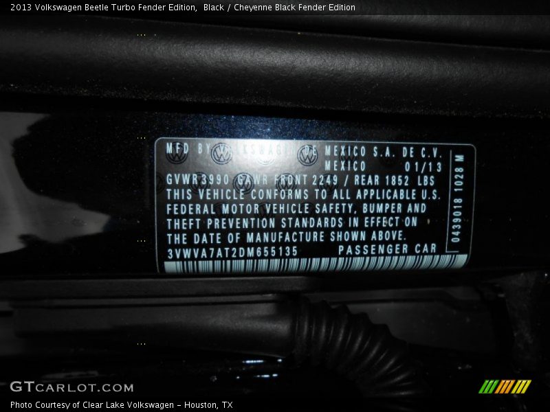 Black / Cheyenne Black Fender Edition 2013 Volkswagen Beetle Turbo Fender Edition