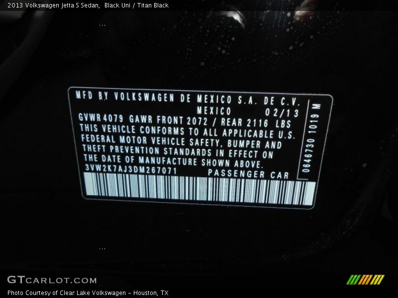 Black Uni / Titan Black 2013 Volkswagen Jetta S Sedan