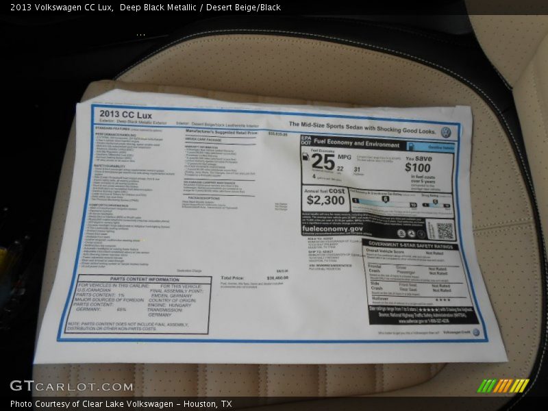  2013 CC Lux Window Sticker