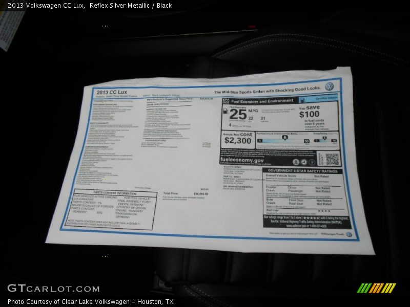Reflex Silver Metallic / Black 2013 Volkswagen CC Lux