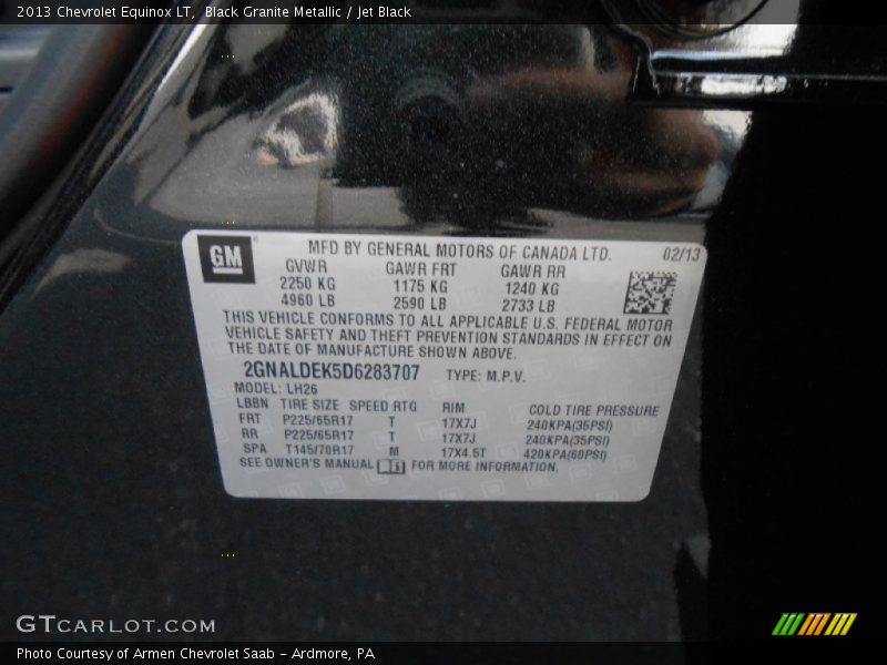 Black Granite Metallic / Jet Black 2013 Chevrolet Equinox LT
