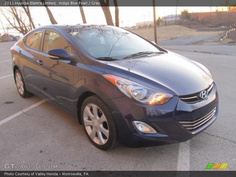 Indigo Blue Pearl / Gray 2011 Hyundai Elantra Limited