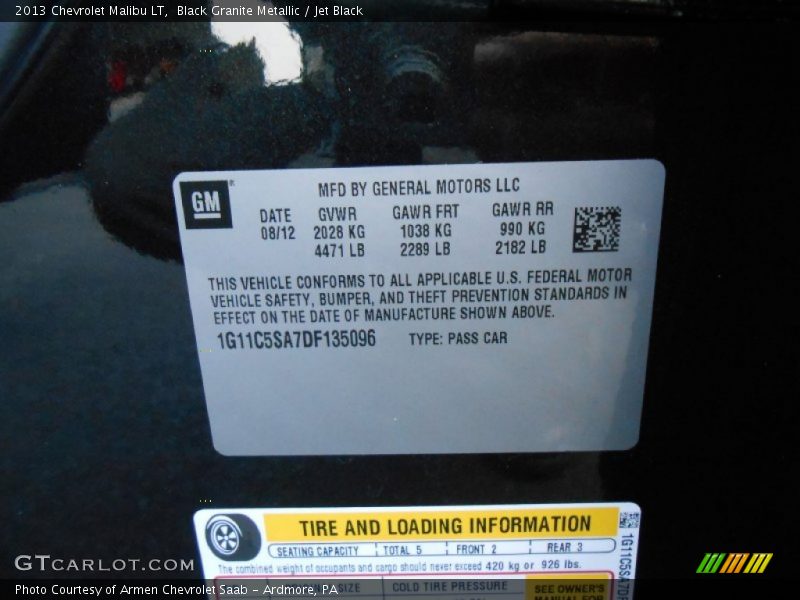 Black Granite Metallic / Jet Black 2013 Chevrolet Malibu LT