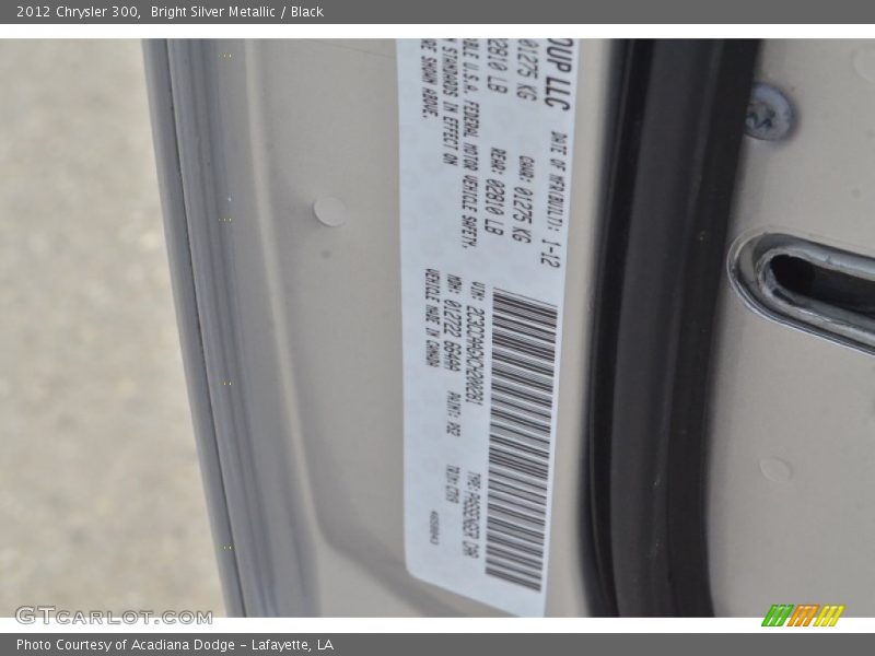 Bright Silver Metallic / Black 2012 Chrysler 300
