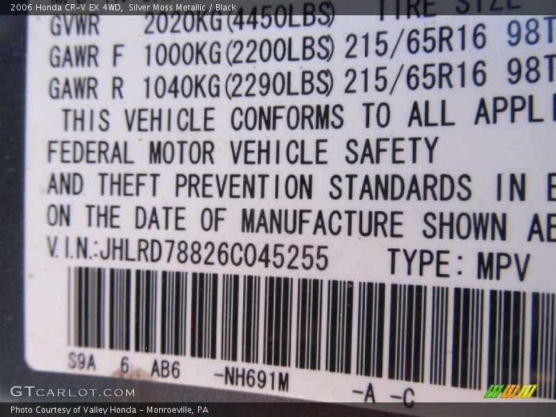 Silver Moss Metallic / Black 2006 Honda CR-V EX 4WD