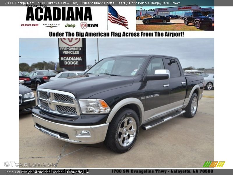 Brilliant Black Crystal Pearl / Light Pebble Beige/Bark Brown 2011 Dodge Ram 1500 Laramie Crew Cab