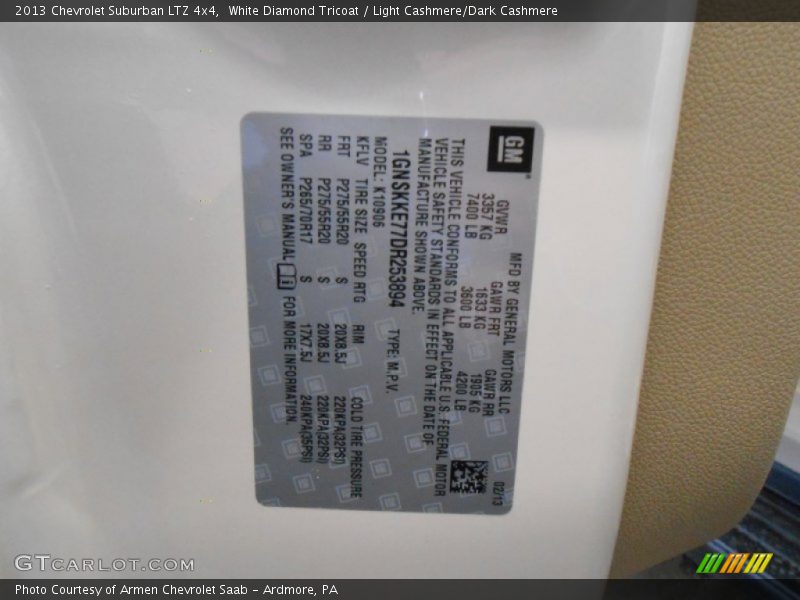 White Diamond Tricoat / Light Cashmere/Dark Cashmere 2013 Chevrolet Suburban LTZ 4x4