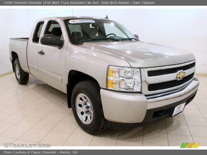 Silver Birch Metallic / Dark Titanium 2008 Chevrolet Silverado 1500 Work Truck Extended Cab 4x4