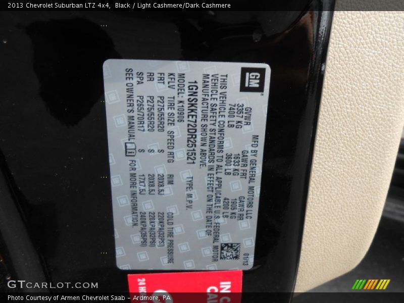 Black / Light Cashmere/Dark Cashmere 2013 Chevrolet Suburban LTZ 4x4