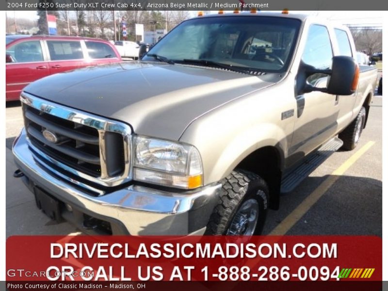 Arizona Beige Metallic / Medium Parchment 2004 Ford F250 Super Duty XLT Crew Cab 4x4