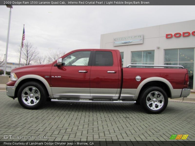 Inferno Red Crystal Pearl / Light Pebble Beige/Bark Brown 2009 Dodge Ram 1500 Laramie Quad Cab