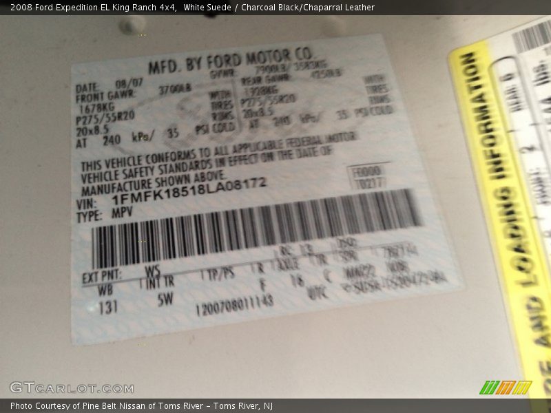 White Suede / Charcoal Black/Chaparral Leather 2008 Ford Expedition EL King Ranch 4x4
